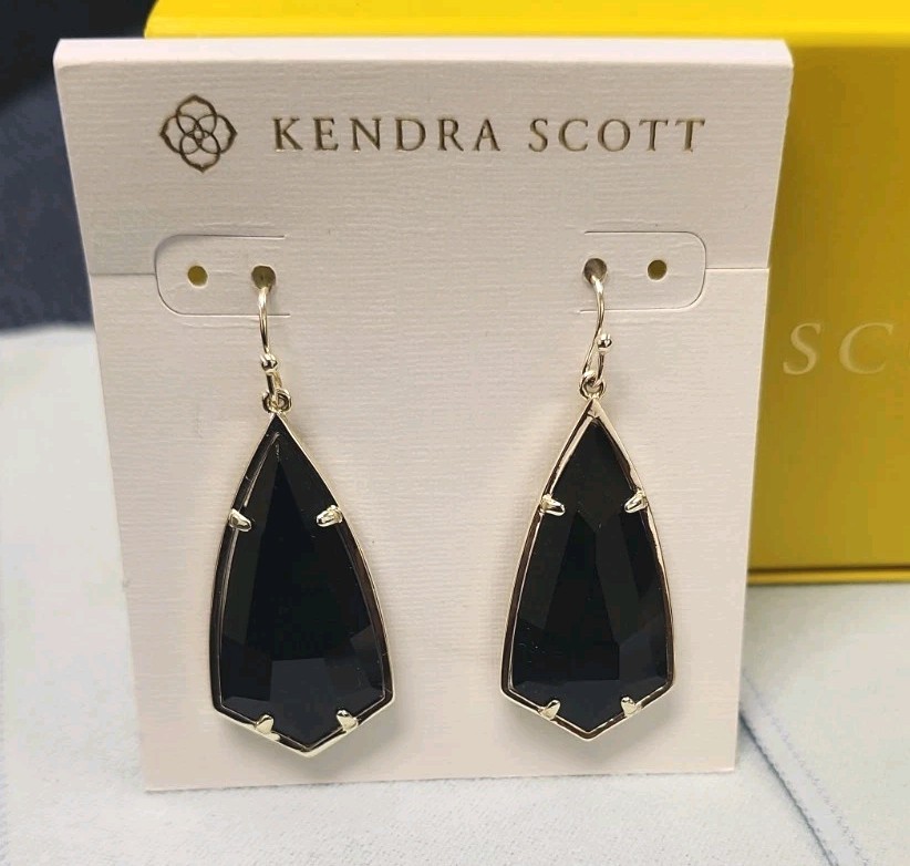 Kendra Scott Silver and Black Carla Statement Drop Earrings