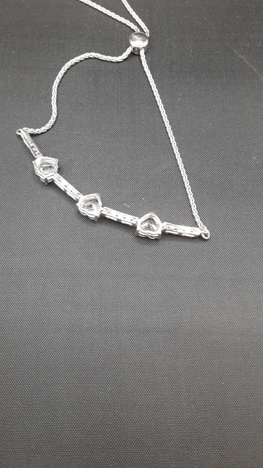 Lab Created White Sapphire Heart Shaped Bolo Bracelet Sterling Silver 7.0-9.0 In