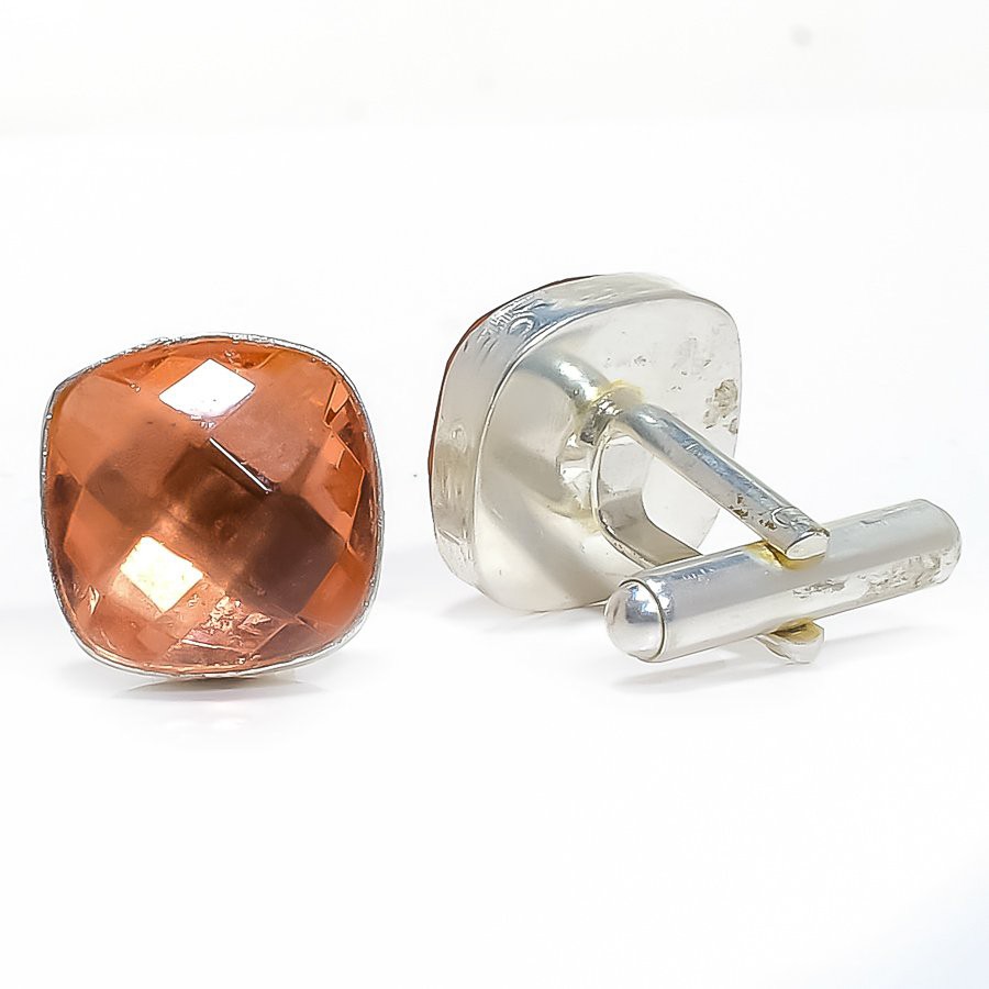 Morganite Quartz Gemstone 925 Silver Plated Cufflink Mens 320 T777 W28864 F6910