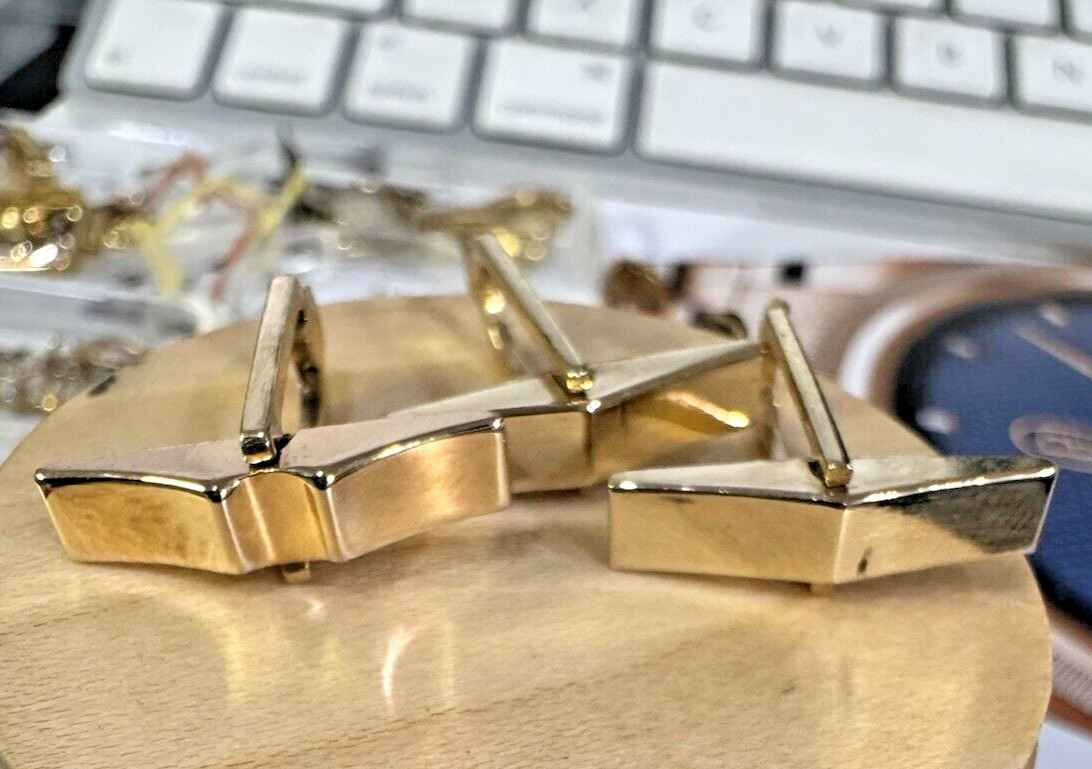 14k YELLOW GOLD CUFFLINKS LOT OF THREE (3) JEWELRY FINDINGS UNUSED OLD STOCK