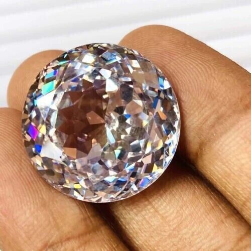 GIE Certified 134.15 Ct Natural Cambodian White Zircon Round Cut Loose Gemstone