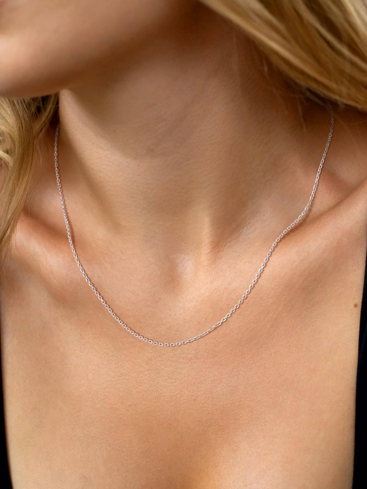 Sterling Silver Necklace for Women – Thin Cable/Box/Rope Chain, 18-30 Inch Lengt