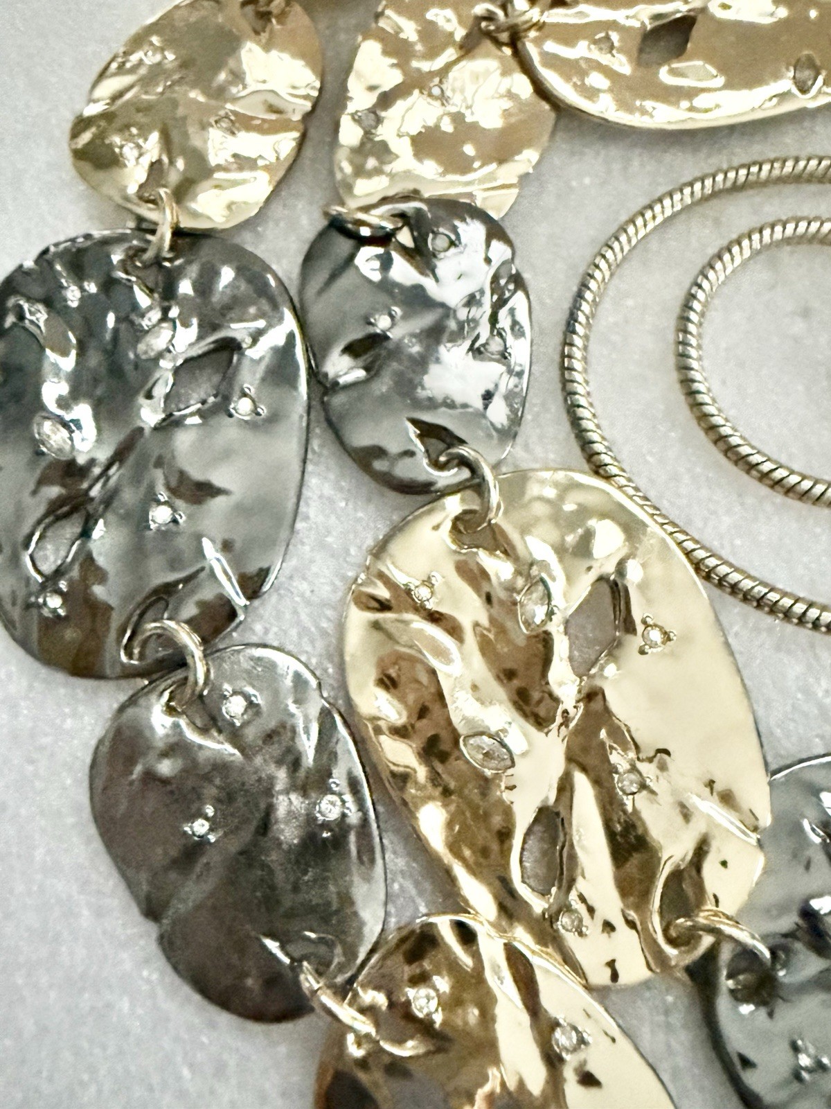 ALEXIS BITTAR Hammered 10k GP Organic Discs W/Ruthenium Accents 38” Necklace