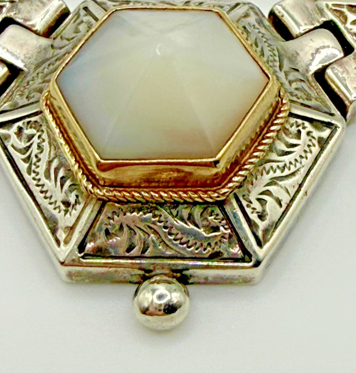Savati Greek 925 & 22K Gold Byzantine Necklace, Mother of Pearl