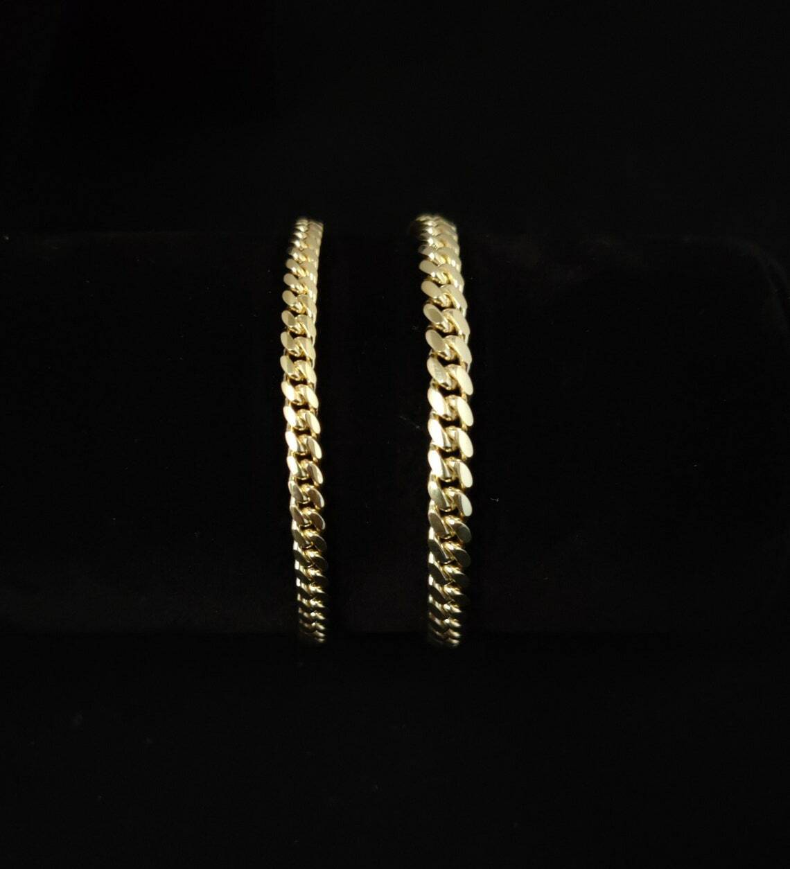 10k SOLID Yellow Gold 4mm, 5mm Miami Cuban Chain Bracelet Box Clasp Lock Real 10
