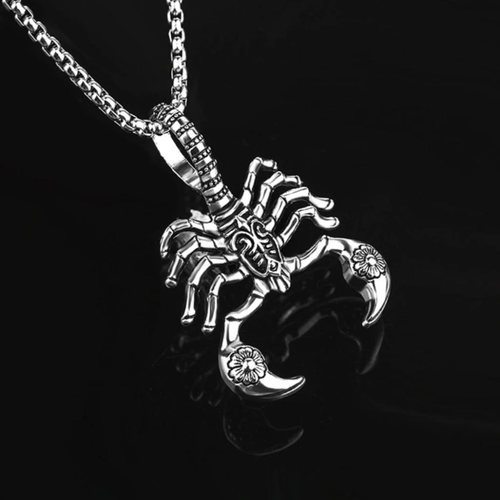 SCORPION NECKLACE 2″ Metal Pendant Gold Silver or Black Men Women Scorpio Zodiac