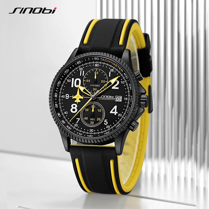 New SINOBI Creative Design Airplane Chronograph Men’s Watches Original Geneva