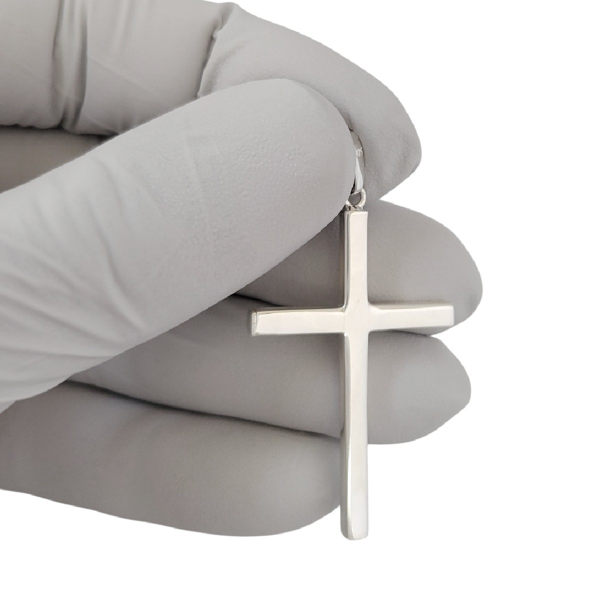 Sterling Silver Engraved “Love Love” Solid Cross Pendant / Charm