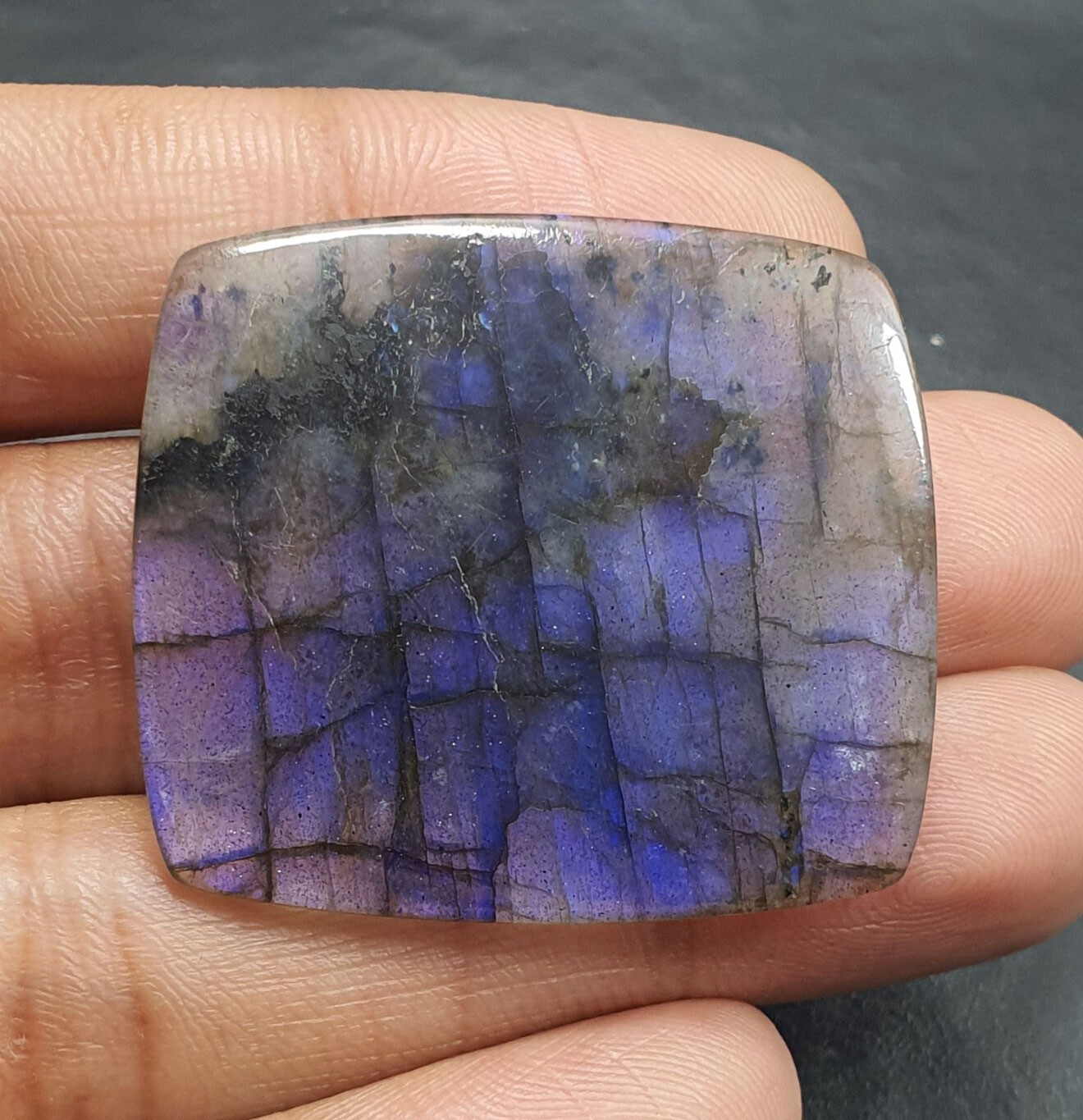 57.55 Ct Natural Blue Flash Labradorite Cushion Cabochon Loose Gems 38.8×34.5 MM