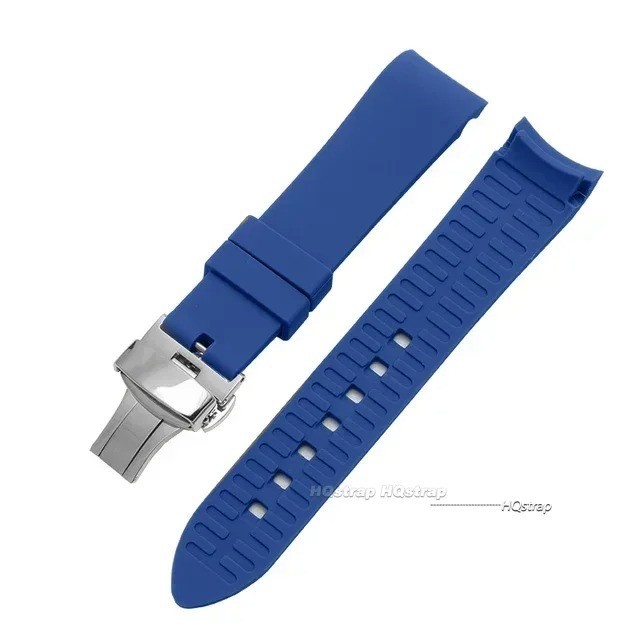 Curved End Silicone Bracelet Rubber Watch Band Strap Butterfly Clasp 18-24mm