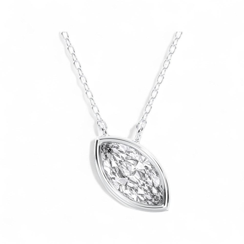 Certified Lab Grown Diamond 0.73CT Marquise Solitaire Pendant Necklace 14k Gold