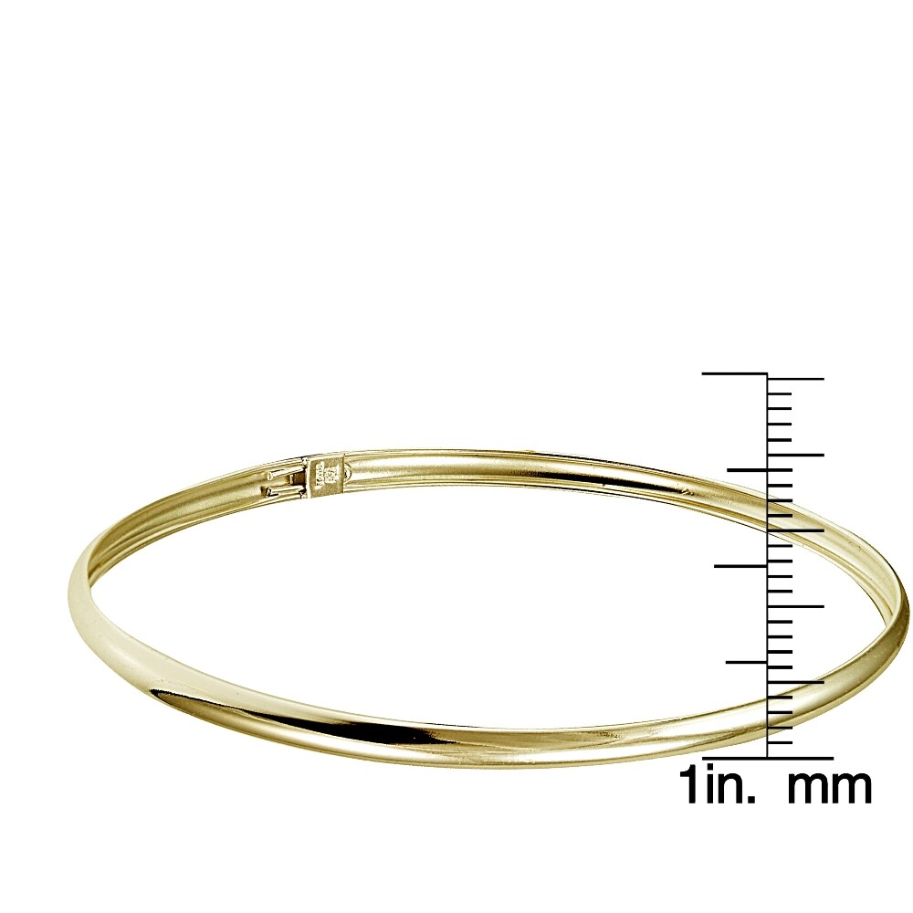 Gold Tone over Sterling Silver Polished Flex Bangle Bracelet