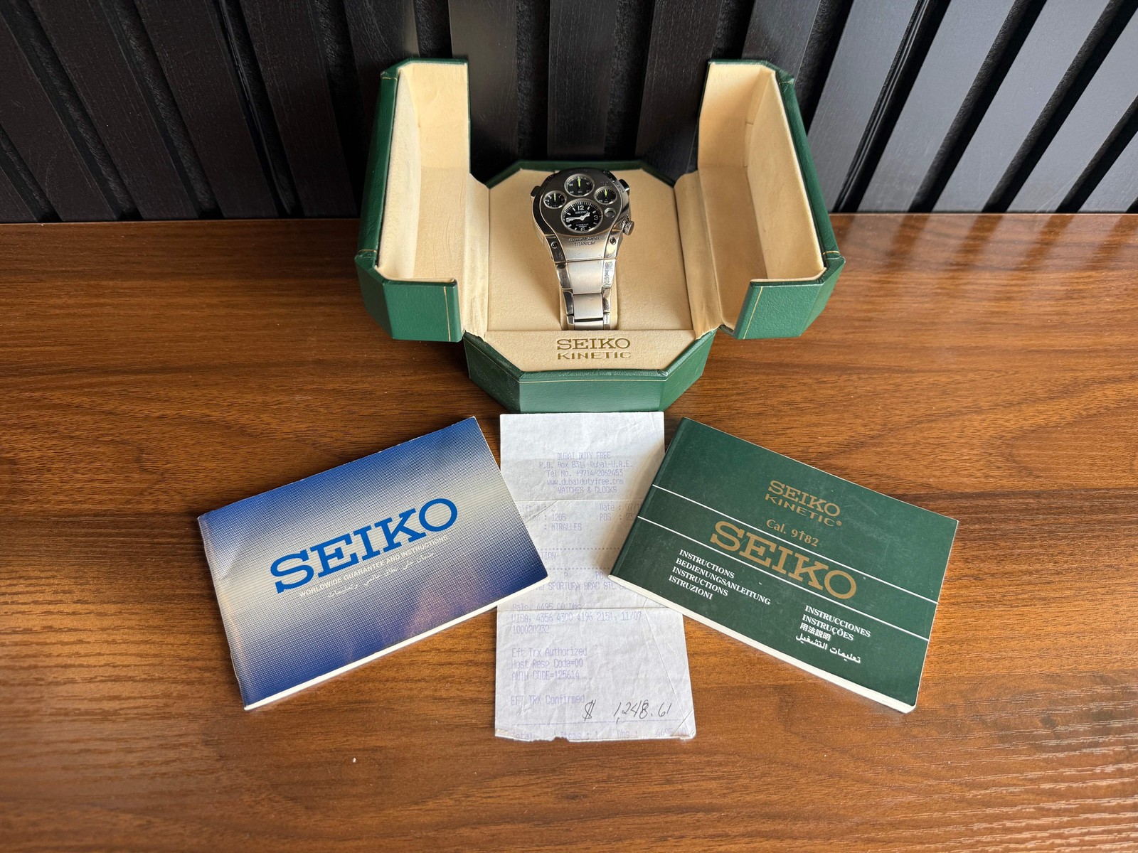 Seiko Sportura SLQ011 – Kinetic Chronograph – 9T82 – Jay Leno Titanium **SUPER R