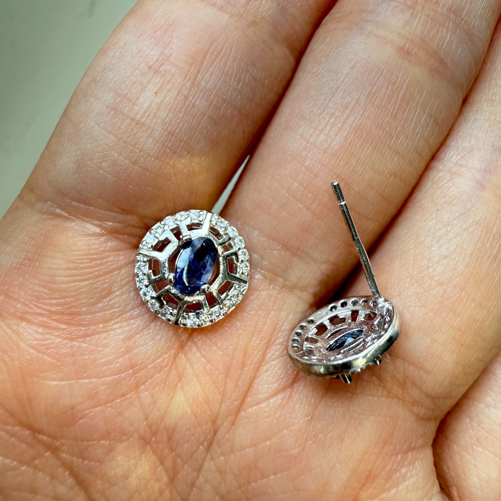 925 Sterling Silver Earrings 5x3mm Natural London Blue Topaz Gemstone Zircon New