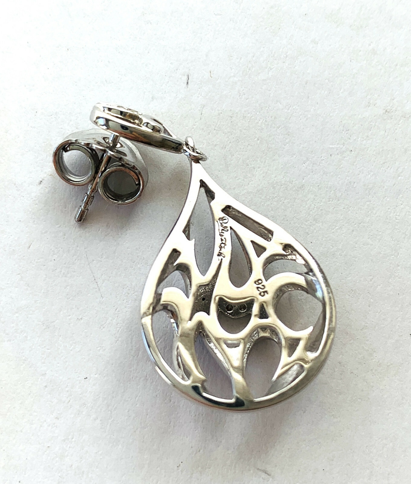 NEW Belle Etoile Blue Enamel Marea Earrings w/ Rhodium Plated Sterling Silver CZ