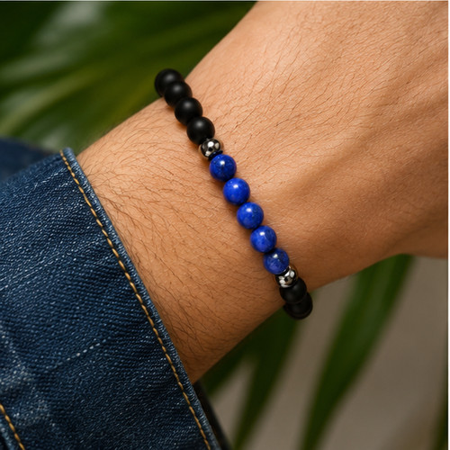 Avon Men’s Stainless Steel Genuine Lapis Bracelet New In Original Box Fast Ship