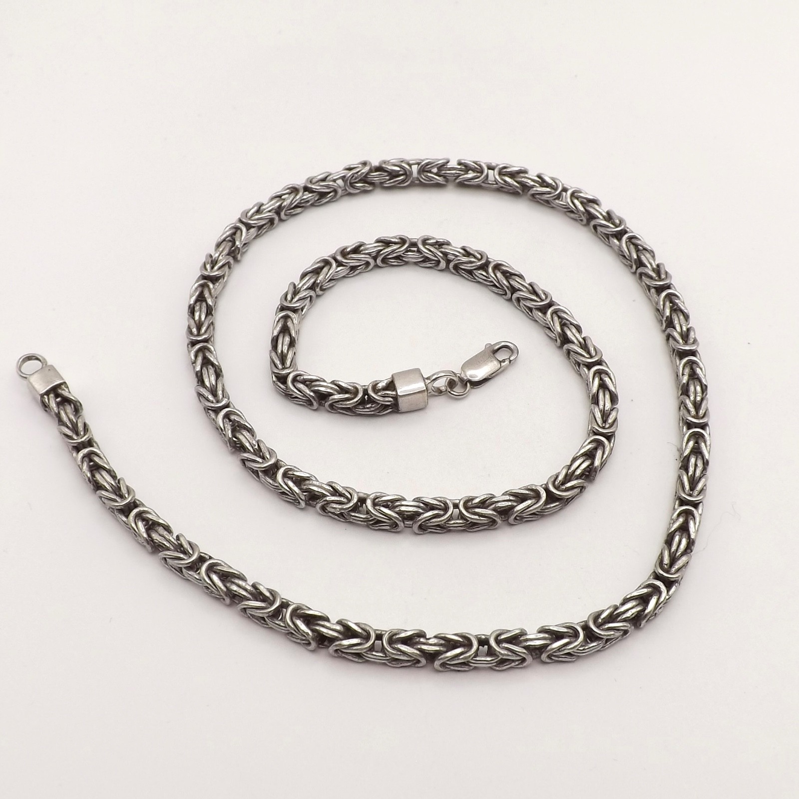 Sterling Silver Byzantine Turkish Rope Link Chain Necklace 20in 4.5mm Vintage
