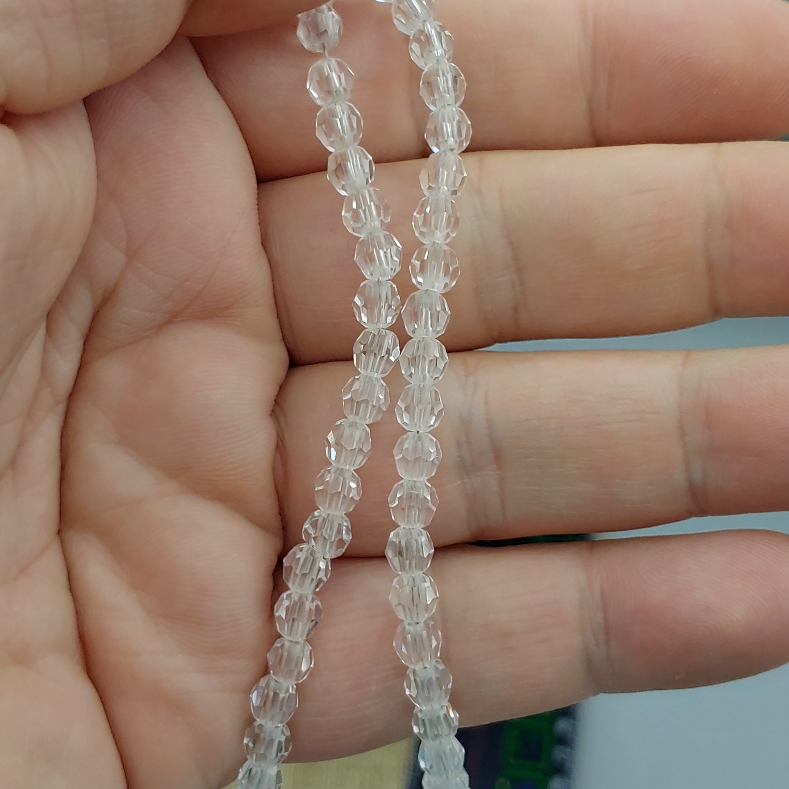 Diamond Quartz Crystal Necklace 12k GF 18″ 5mm Round Filigree Vintage