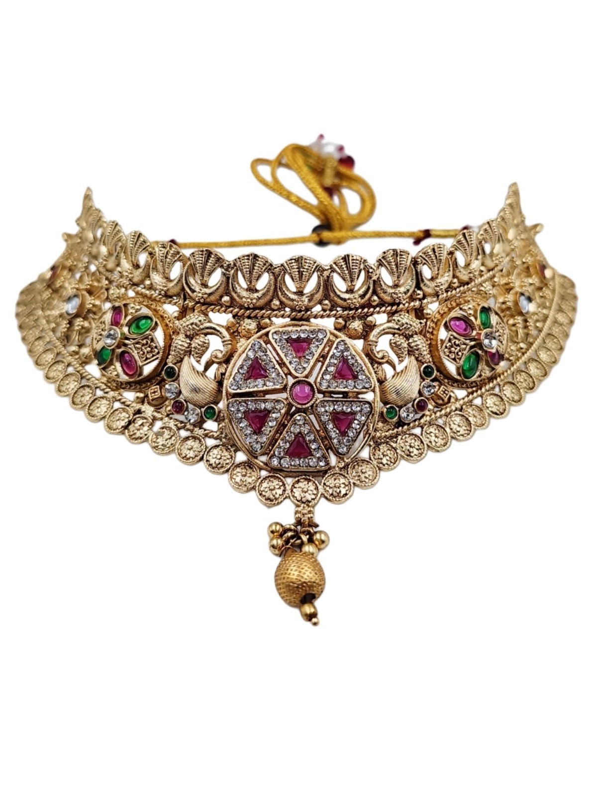 Indian Bollywood Kundan Choker Necklace Earrings Maang Tikka Bridal Jewelry Set