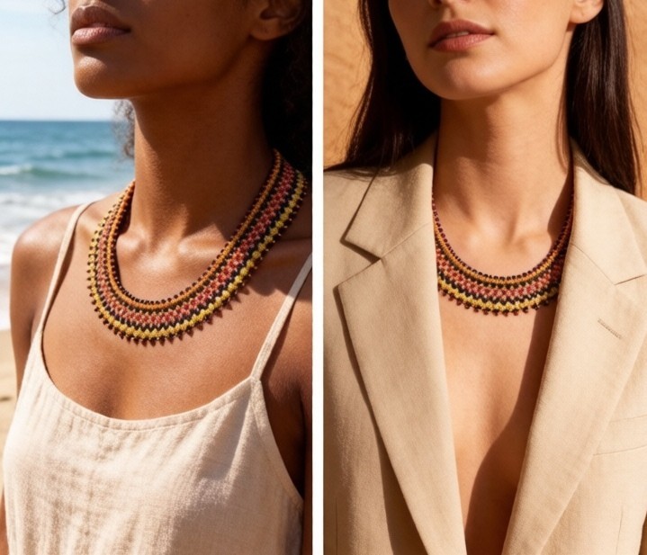 Handmade Miyuki Beaded Tribal Collar Necklace Ethnic Geometric Boho Jewelry