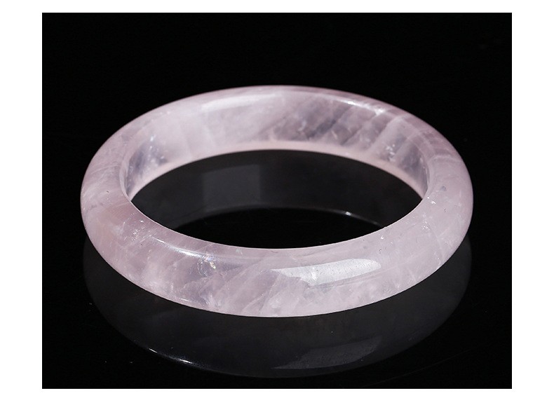 51-60mm Natural Pink Quartz Crystal Gemstone Healing Round Bangle Lucky Bracelet