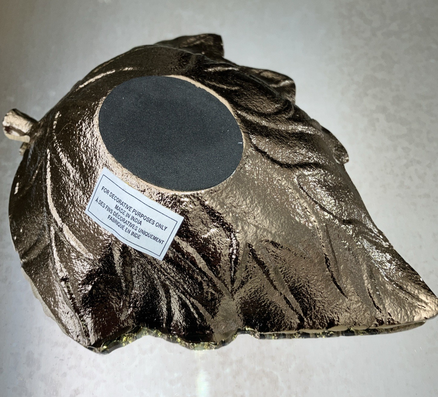 Trinket Dish Small Leaf Shaped Gold Jewelry Organizer Decorative Tray Table Top.