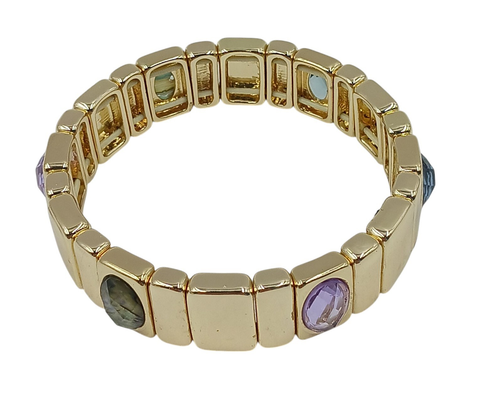 Anne Klein Tile Stretch Bracelet With Zinc Abalone And Plastic Settings Nice New