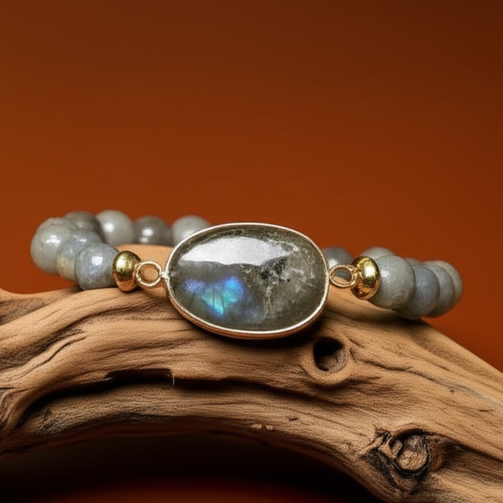 Natural Labradorite Bead Bracelet Handmade Reiki Healing Charm for Women Gift