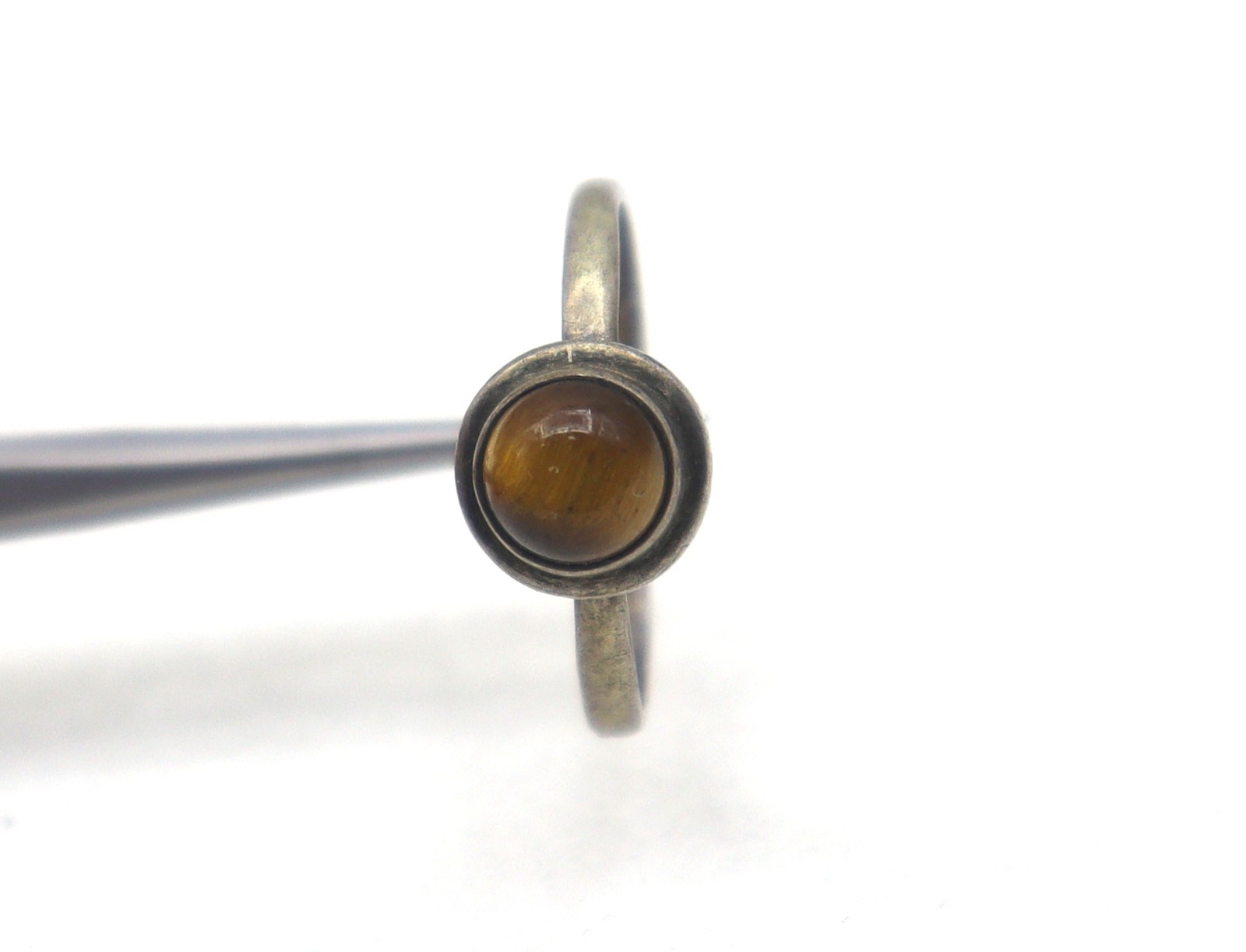 Vintage Sterling Silver Ring 7 US Size 1.72 Grams Natural Tiger Eye Gemstone