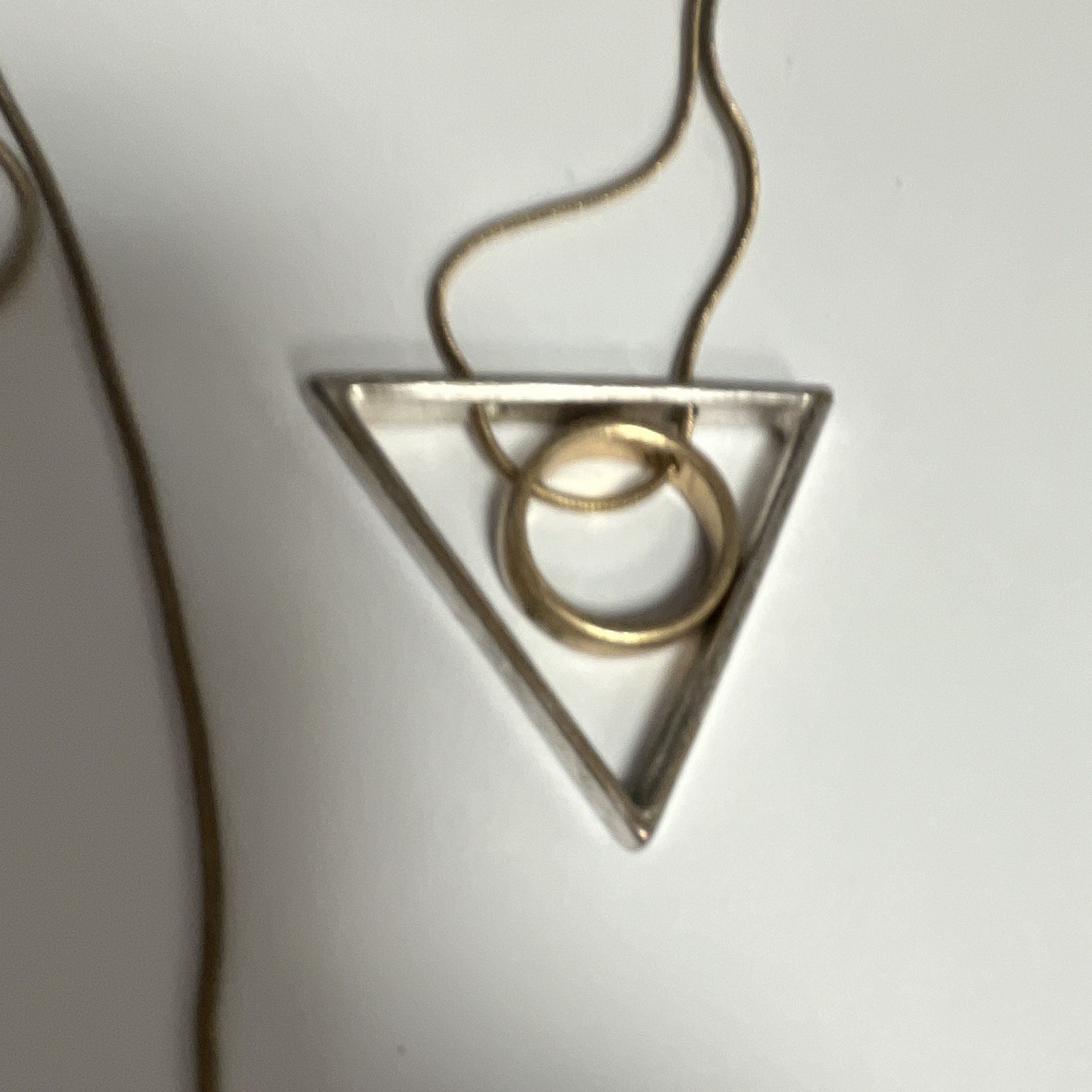 Gold Silver Tone Geometric Triangle Charm Pendant Snake Chain Lobster Adjustable