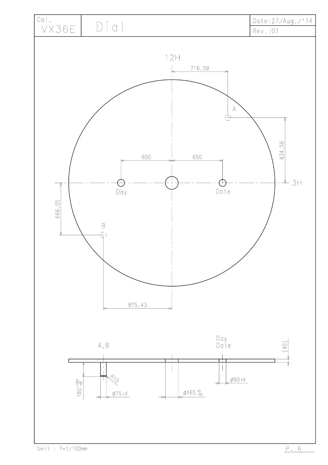 Original Epson VX36B Quartz Watch Movement Day Date 3-Hand Japan Replacement