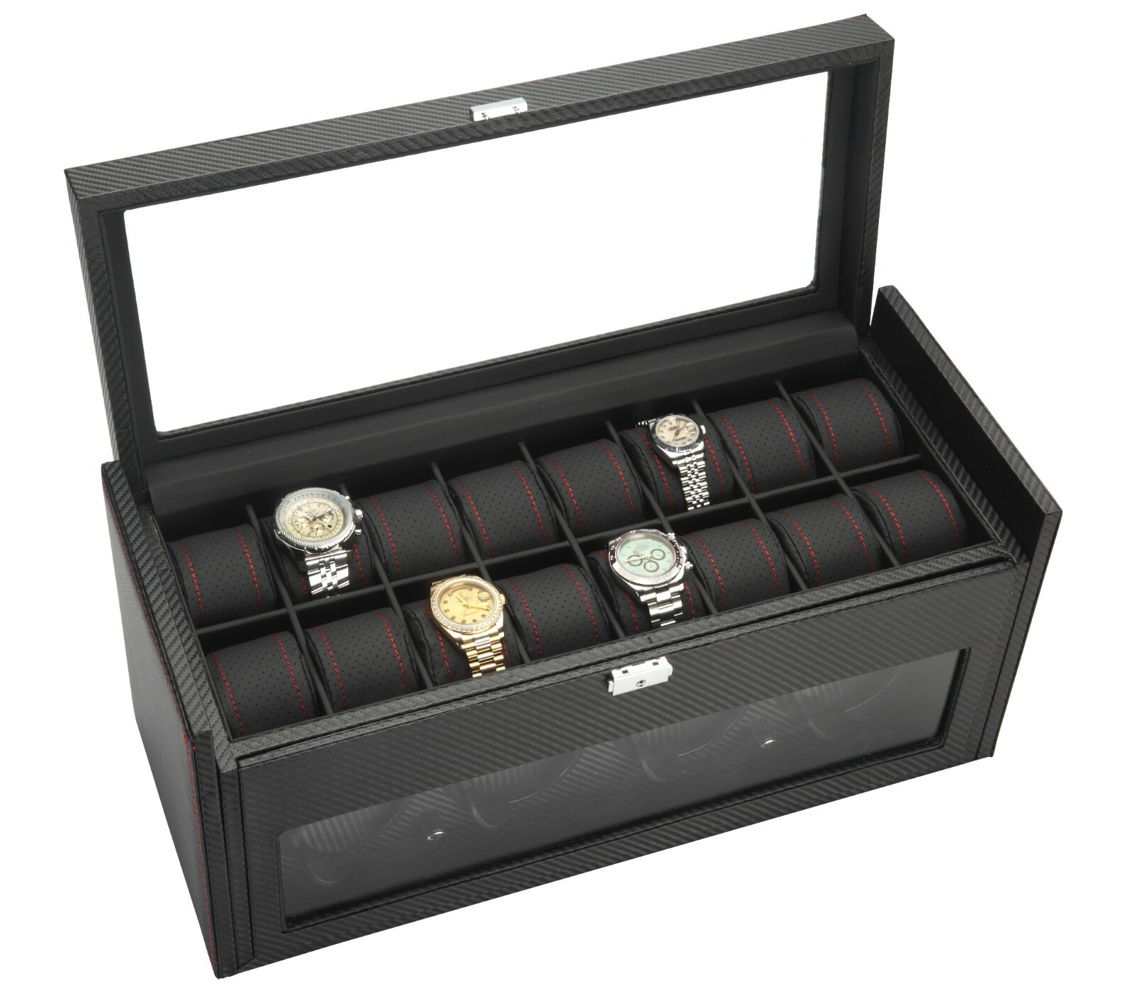 Diplomat Black Modena Quad Watch Winder Box 4 Watches Free US Shipping