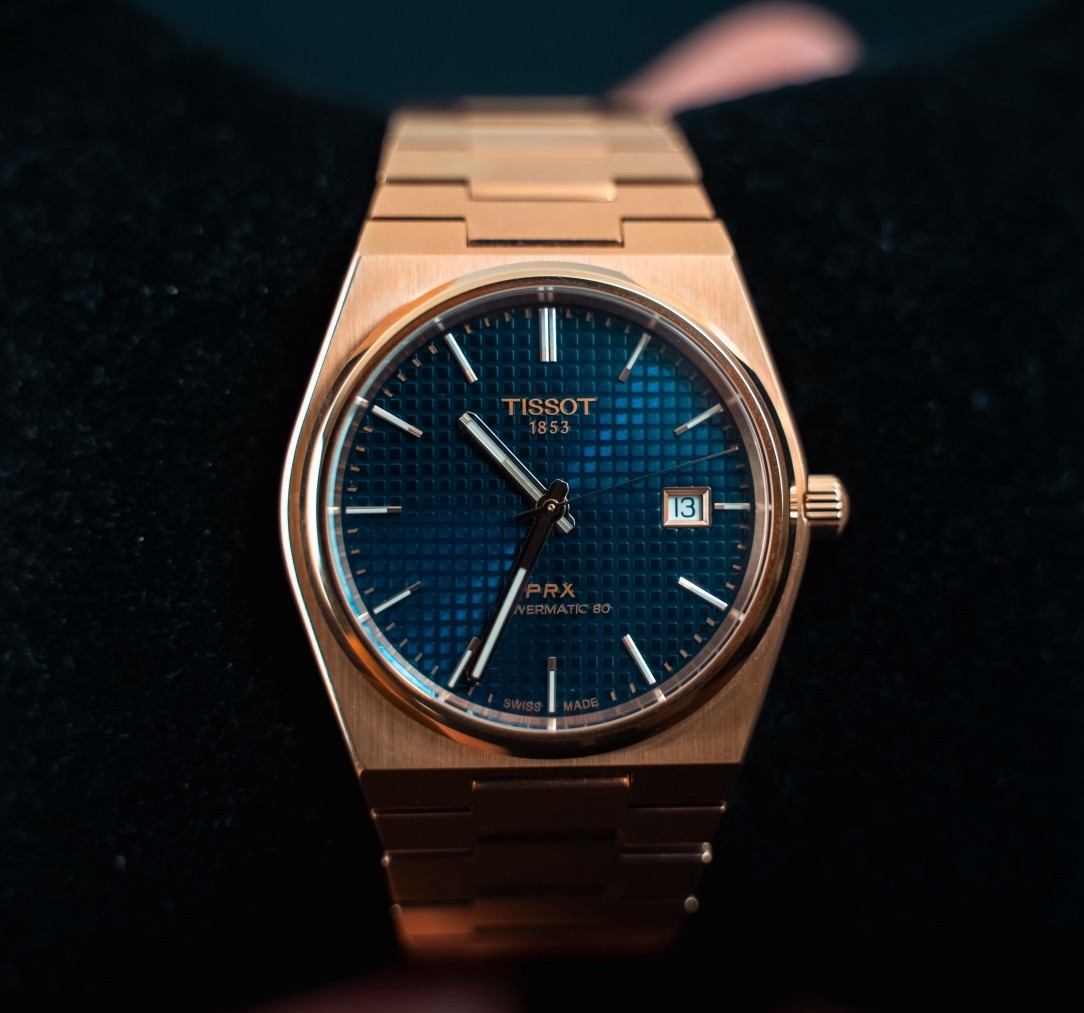 Tissot PRX 40mm Powermatic Blue Dial Rose Gold Mens Watch T137.407.33.041.00