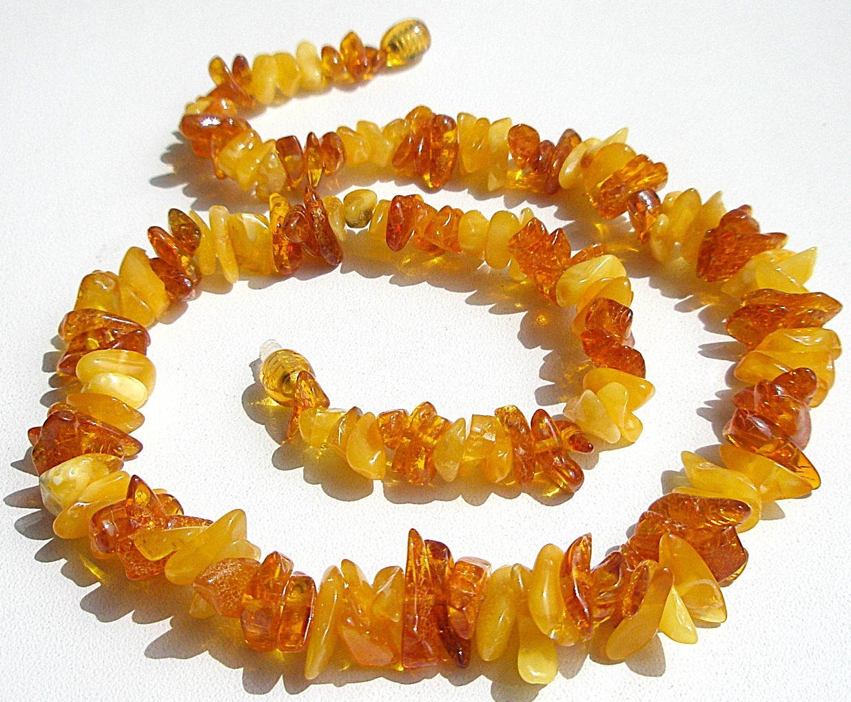 Genuine Baltic Amber Chip Necklace Boho Egg Yolk Cognac 45 cm – 17.7”, 18 gram