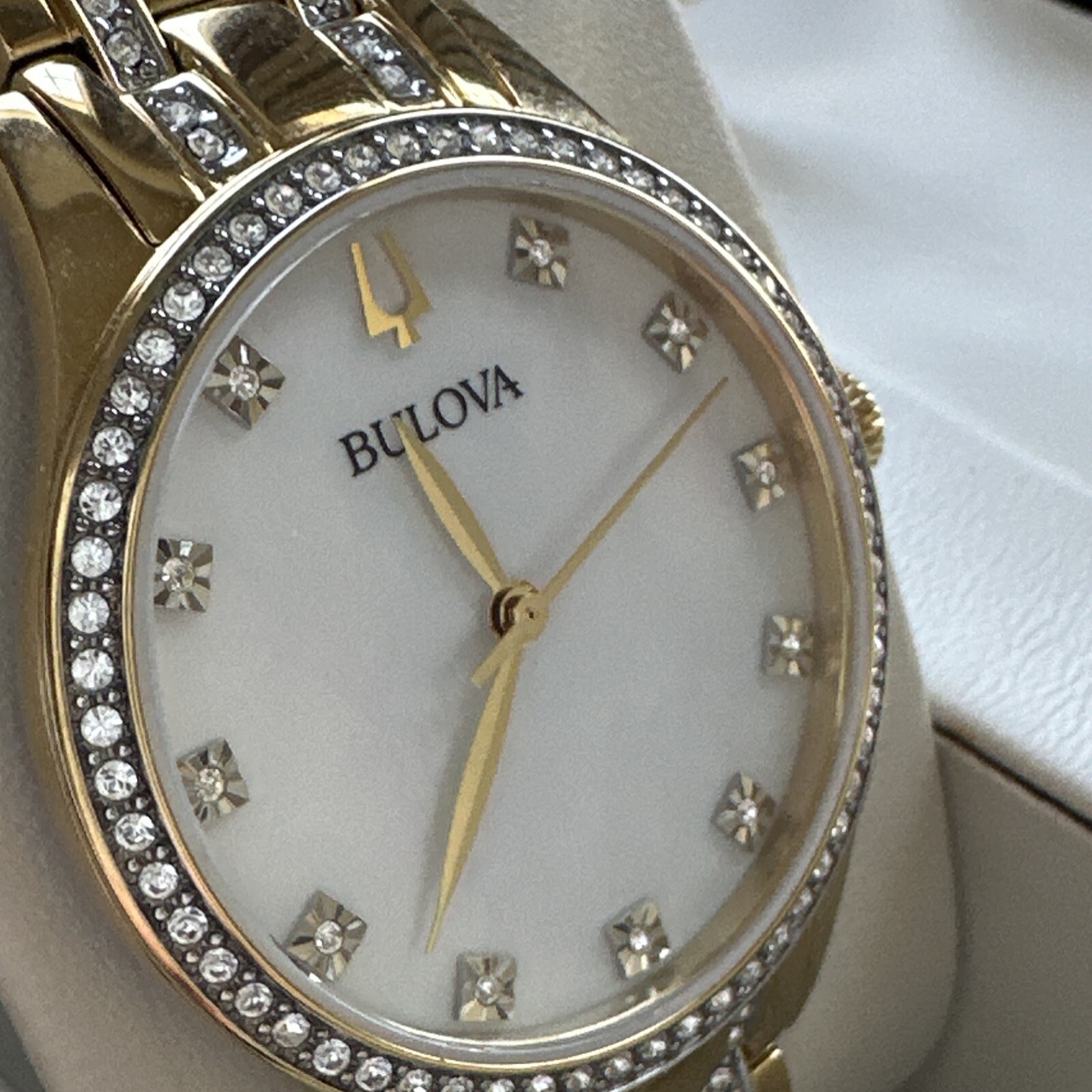 Bulova Box Set with Bangle Bracelets And Crystal Ladies Watch 98X119