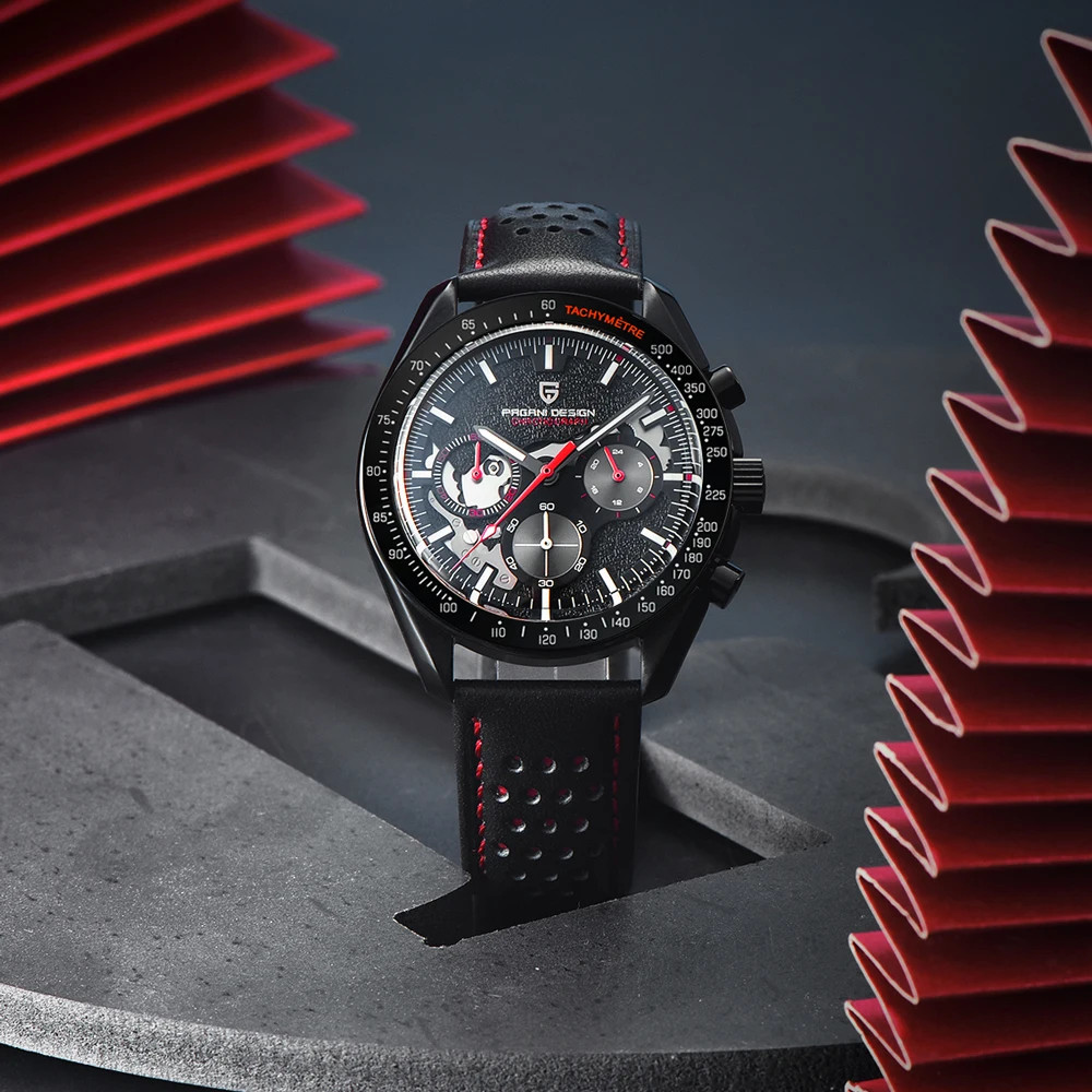 Men’s Moon Chronograph Quartz Watch Sapphire Waterproof Wristwatch