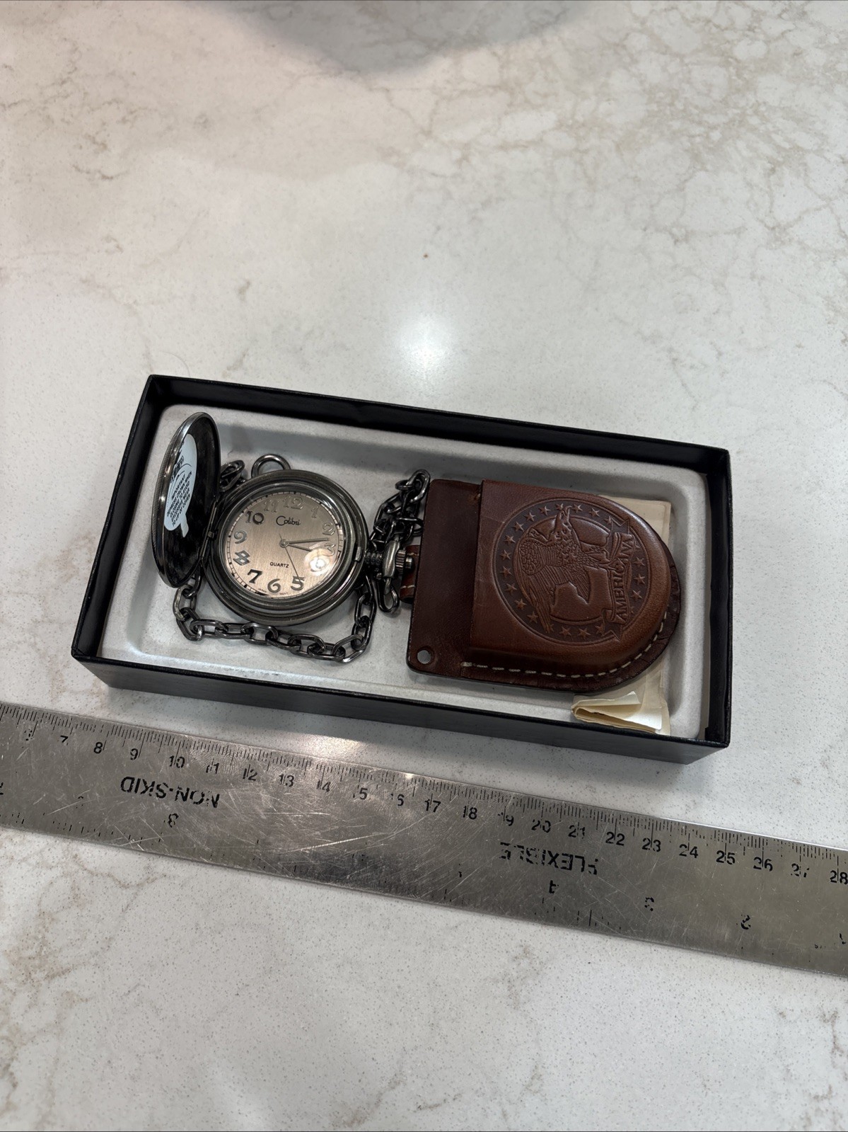 Colibri of London Pocket Watch with Case Pouch Chain NIB No Lid On Box