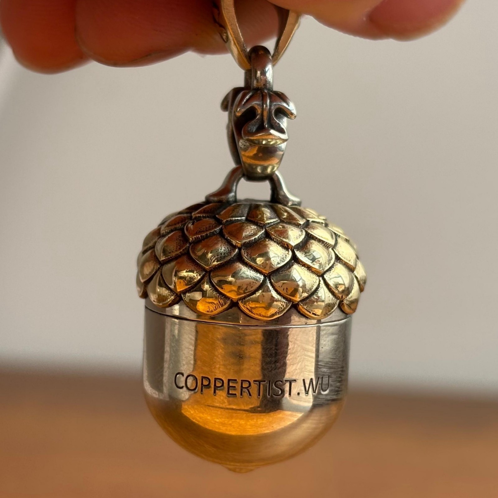 Acorn Capsule Pendant Necklace White Bronze Brass Keepsake Locket Storage Gift