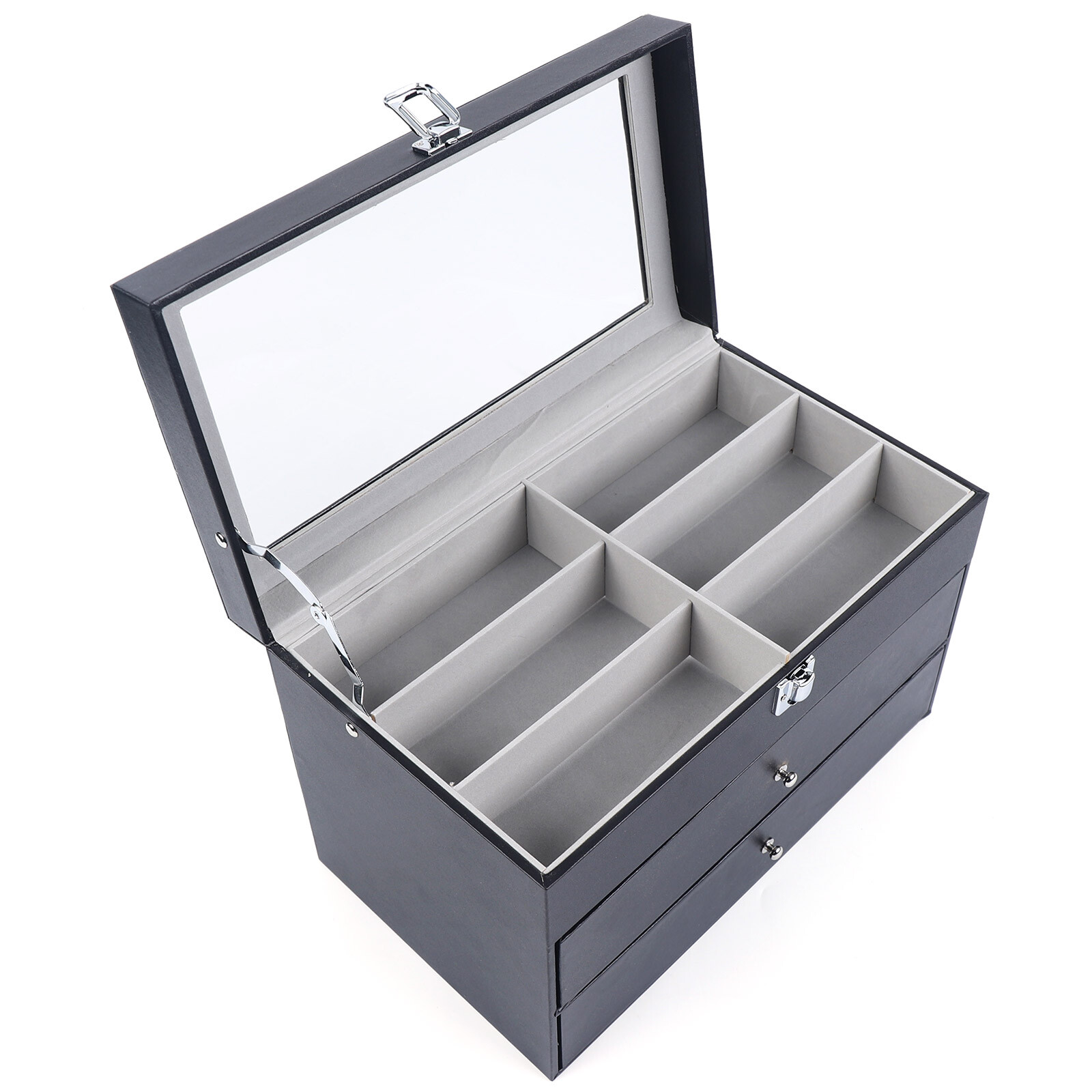 3 Layers Watch Display Box Jewelry Ring Organizer Case Sunglasses Storage Holder