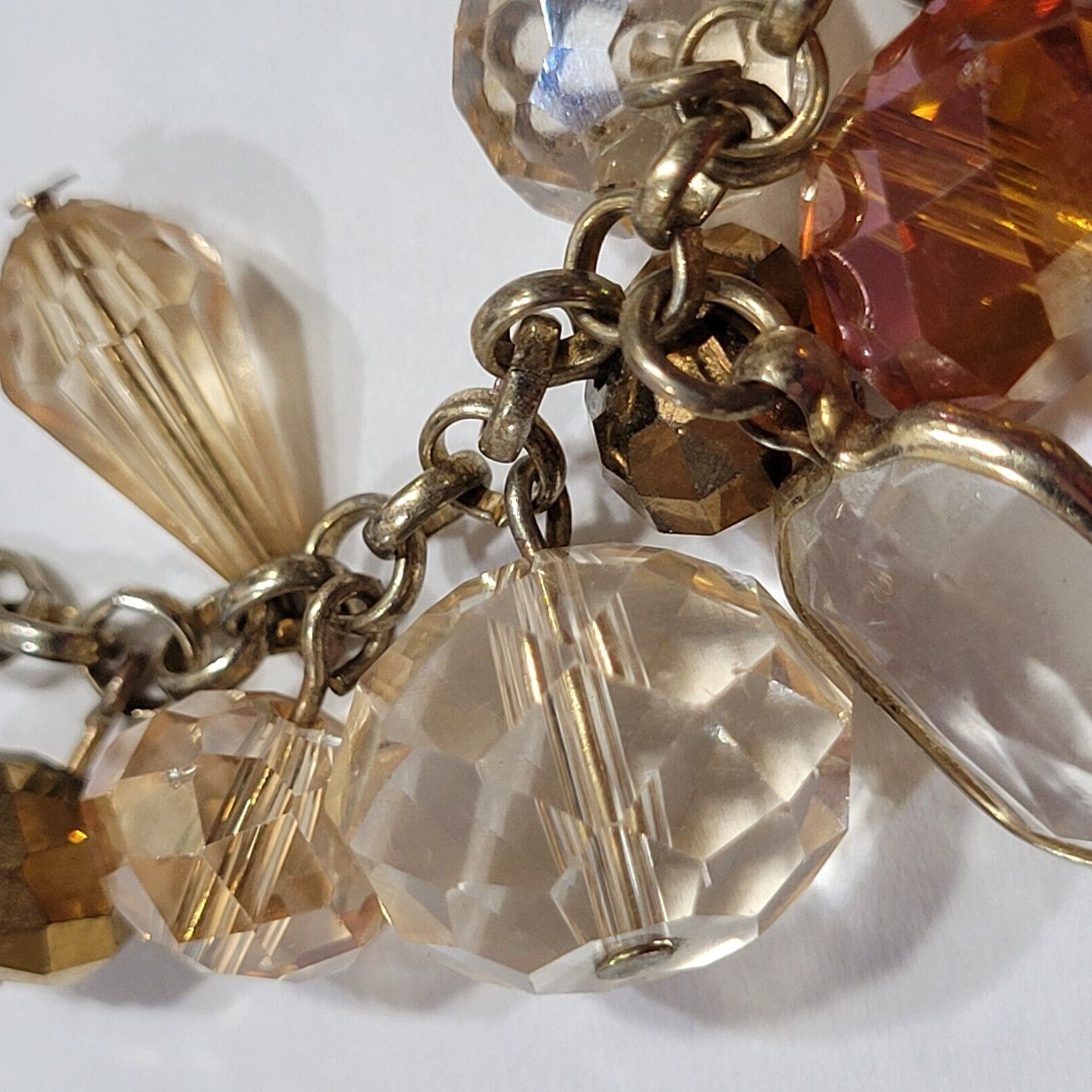 Chunky Cluster Statement Multi Colored Faceted Glass Charm Drop Necklace 21 Inch