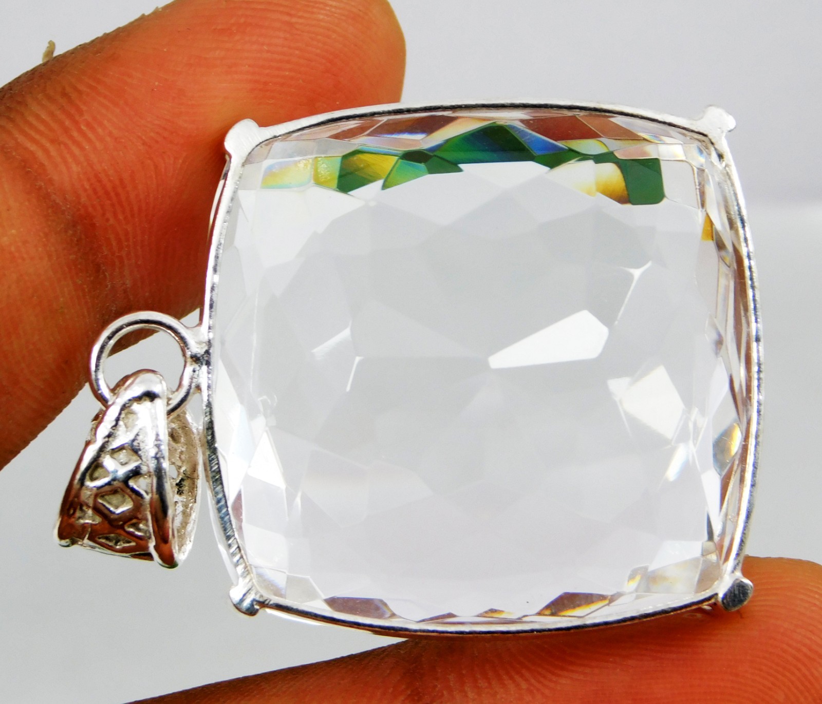 Certified 130.80 Ct Natural White/Colorless Topaz Cushion Cut Pendant Gemstone
