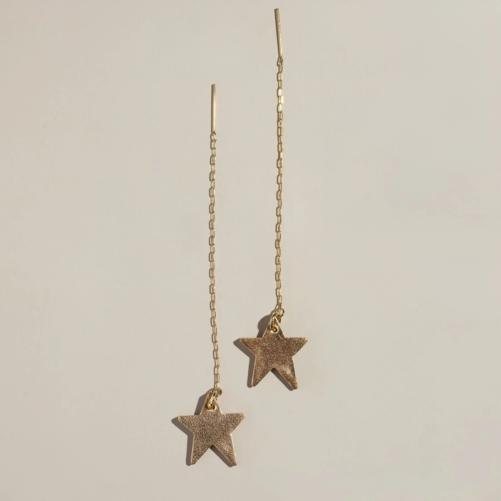 Gold Satin Delta Star Threader Earrings