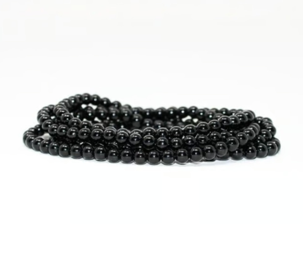 5pcs 4mm Natural Black Tourmaline Stone Bracelet Healing Crystal Jewelry Gifts