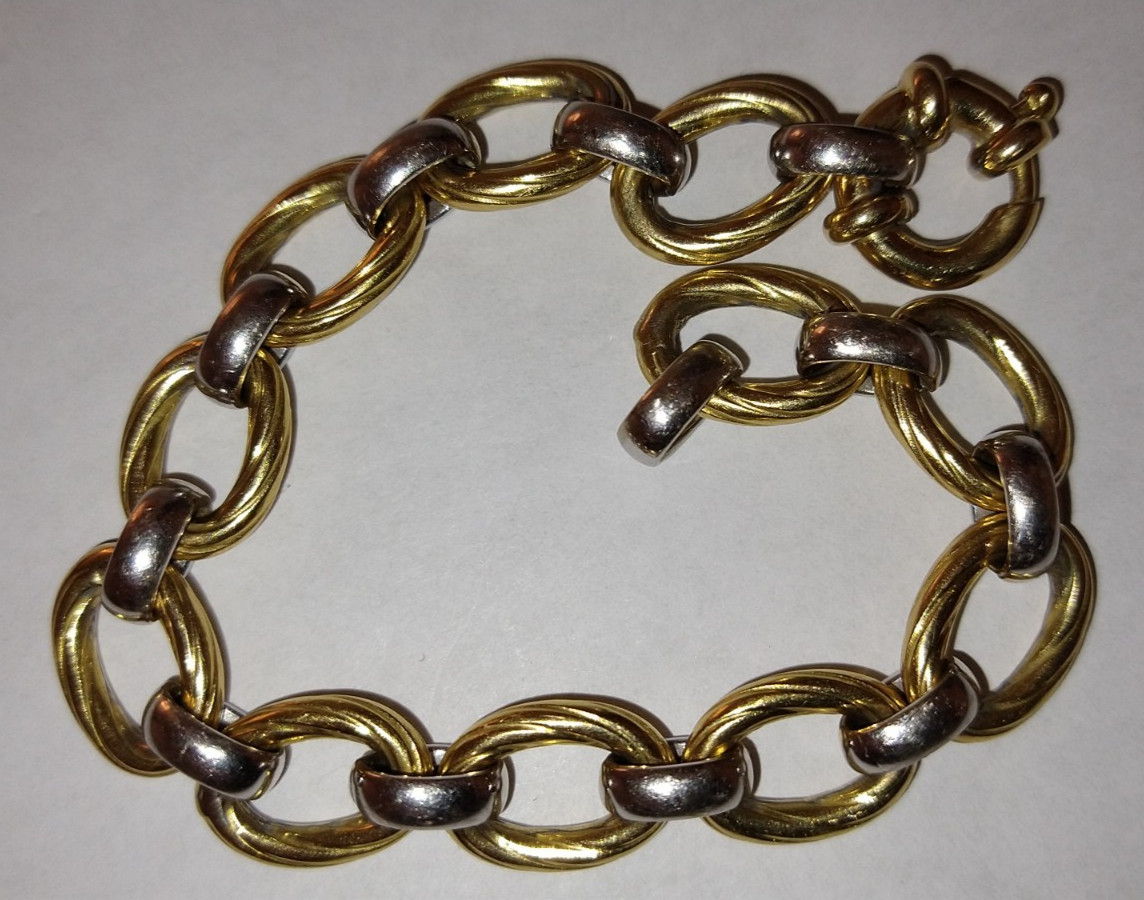 18k white and yellow gold Italian 10.8mm bracelet 20.42 grams – 7.25″