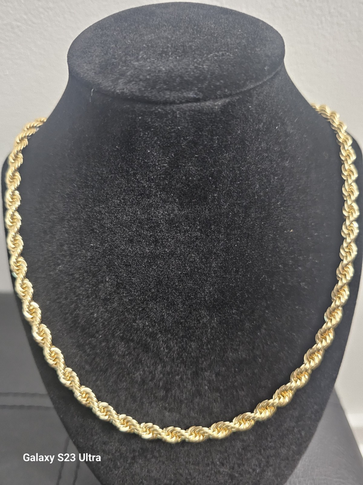 26in. 14k Gold Plated brass-5.9mm Rope Chain Necklace Lobster Clasp