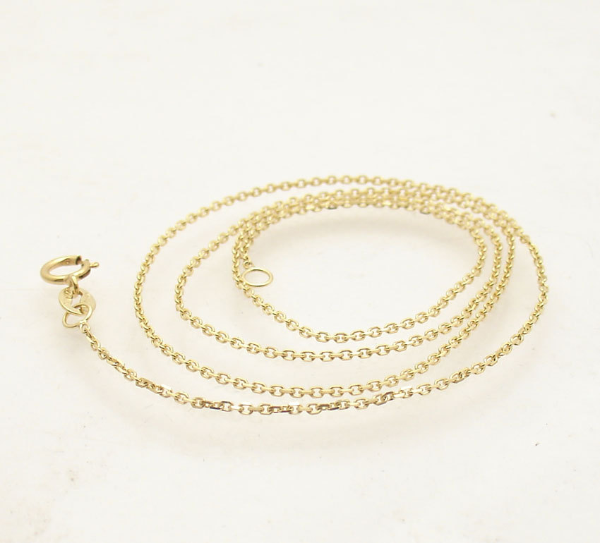 1mm Diamond Cut Faceted Oval Cable Chain Necklace Real Solid 14K Yellow Gold