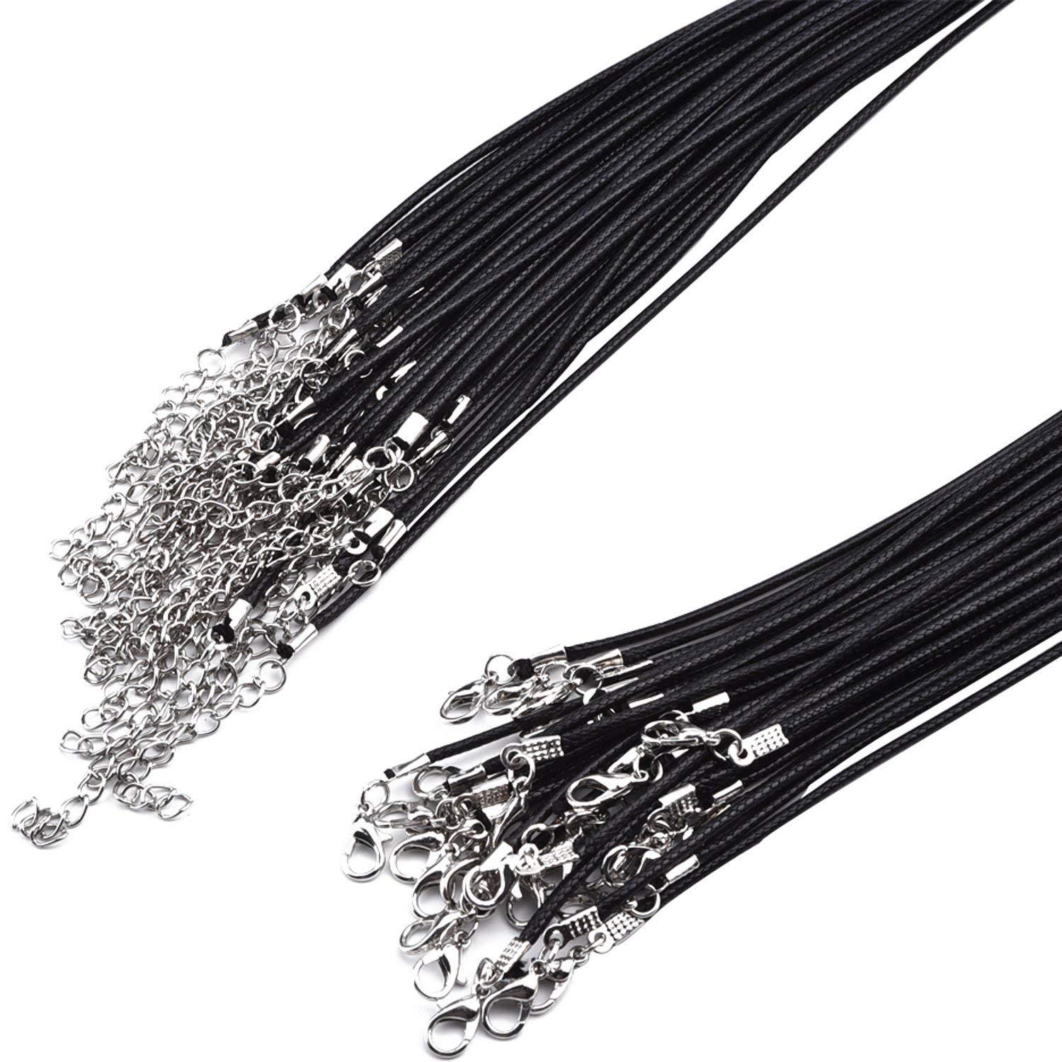 20″ Necklace Cord Black Braided String Rope with Claw Clasp for Pendant Necklace