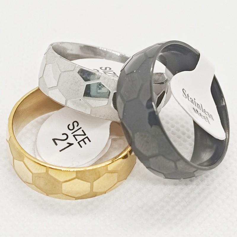36Pcs 8mm Soccer Ball Pattern Stainless Steel Rings Inner Arc Etched Men Jewelry