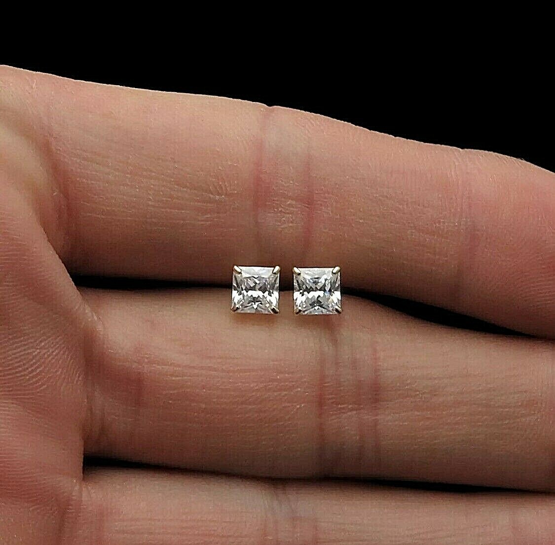 1.00 Ct Princess Cut FL/D Lab Created Stud Earrings 14K White Gold Top Quality