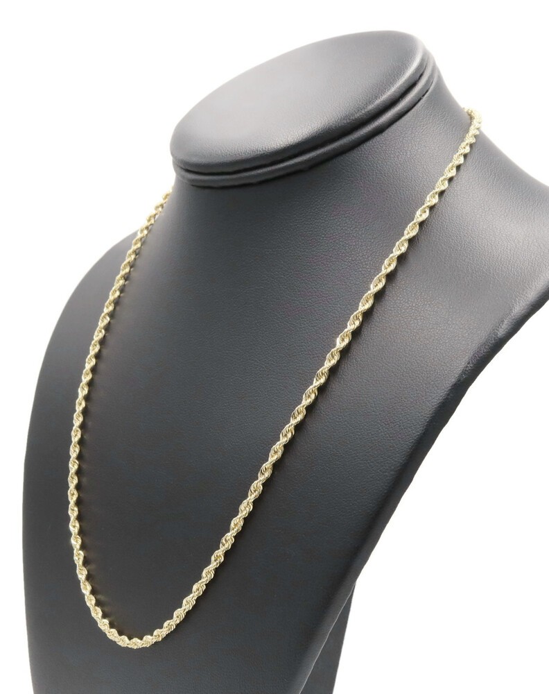 High Shine 10KT Yellow Gold 2.9mm Wide Solid Rope Chain 20″ Necklace – 11.09g